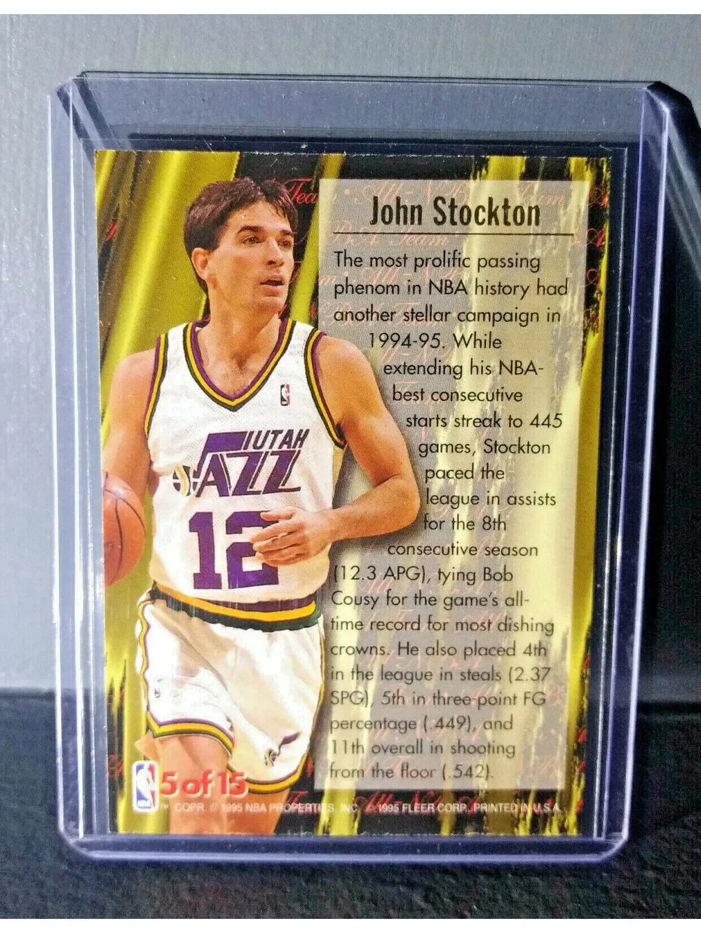 1995-96 John Stockton Fleer Ultra All-NBA Team #5 Basketball Card